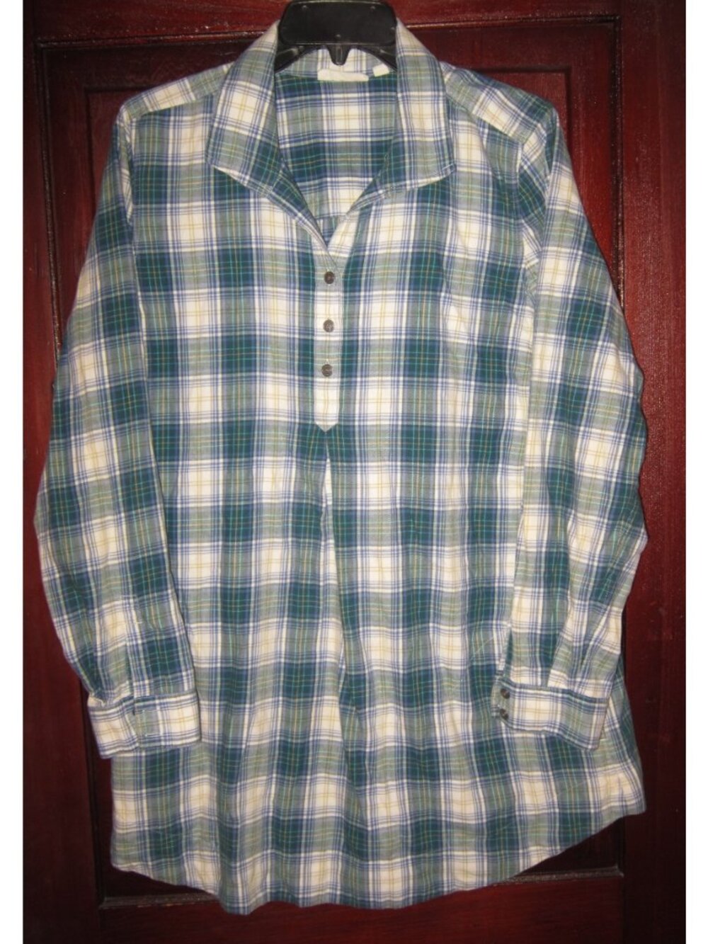 J. Jill Uncommon Threads M Plaid Flannel Tunic Shirt Top Blouse Popover Pockets